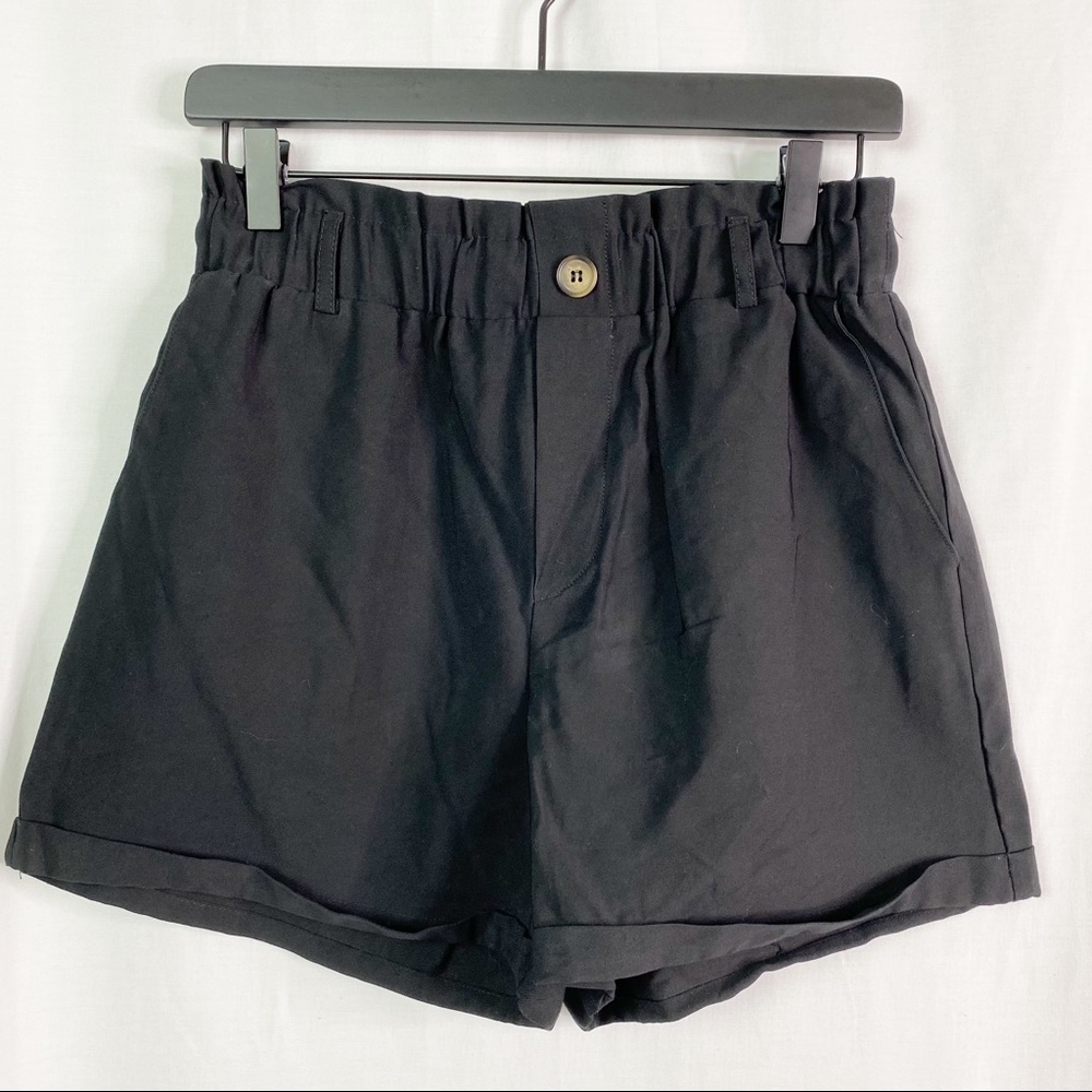 MiSC Black High Rise Paperbag Waist Pull On Shorts NWOT Med